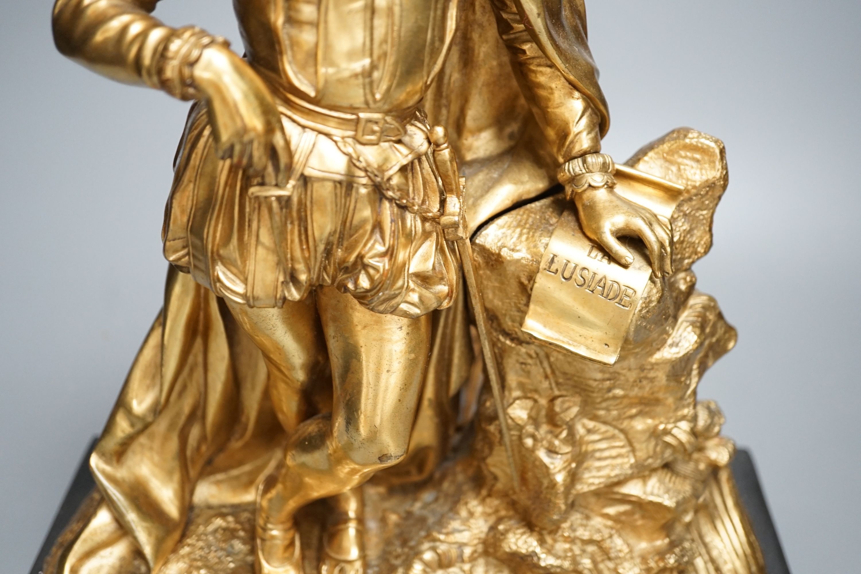 An ormolu figural lamp base depicting Luis de Camões - 51cm high